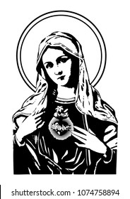 Immaculate Heart Of Mary Vector Catholic Icon