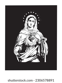 Immaculate heart Mary Vector