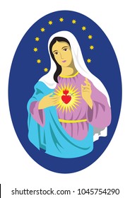 immaculate heart Mary vector