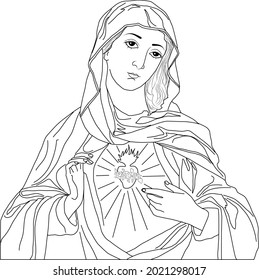 Immaculate heart of mary drawing Illustrations Vectors