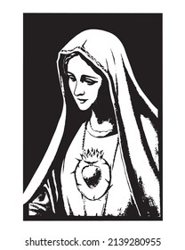 Immaculate Heart of Virgin Mary Illustration Our Lady of Fatima catholic religious vector