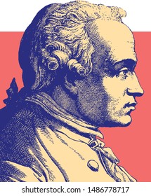 Immanuel Kant blue engraved profil