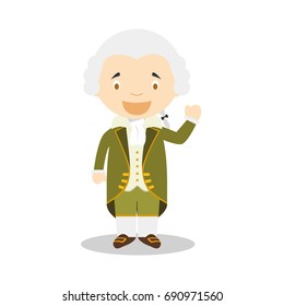 Immanuel Kant cartoon character. Vector Illustration. Kids History Collection.