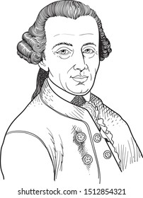 Immanuel Kant cartoon portrait, vector