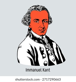 Immanuel Kant fue un filósofo alemán y uno de los pensadores centrales de la Ilustración. Ilustración vectorial dibujada a mano