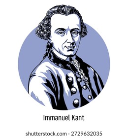 Immanuel Kant was a German philosopher and one of the central thinkers of the Enlightenment. Hand-drawn vector illustration