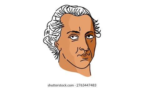 Immanuel Kant portrait, flat vector illustration