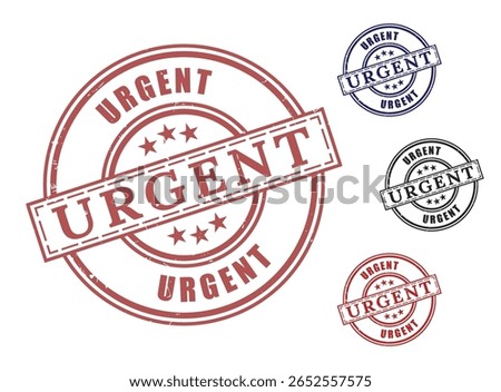 Immediate Action Required Stamps, Urgent Grunge Label Vector Icons