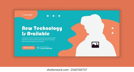 Immerse virtual reality education workshop social media cover banner design or VR headset sale online  banner design template, Future technology web banner template