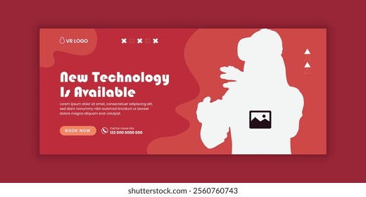 Immerse virtual reality education workshop social media cover banner design or VR headset sale online  banner design template, Future technology web banner template