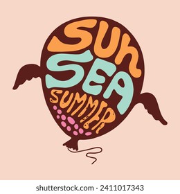 Immerse your designs in the carefree spirit of summer with this vibrant and eye-catching vector balloon text design proclaiming "Sun Sea Summer."