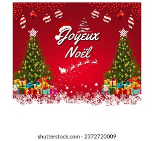 Immerse yourself in the magic of the holiday season with this festive design. A vibrant red background sets the perfect mood for Christmas. 