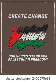 Immerse yourself in the spirit of solidarity with our captivating "Support for Palestine Freedom" poster design template.