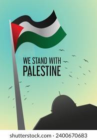 Immerse yourself in the spirit of solidarity with our captivating "Support for Palestine Freedom" poster design template.