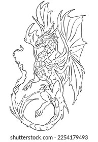 Immerse yourself in the world of fantasy with Mythical Creatures, a coloring page featuring a detailed outline illustration of an ancient dragon. Let your imagination soar as you bring this legend.