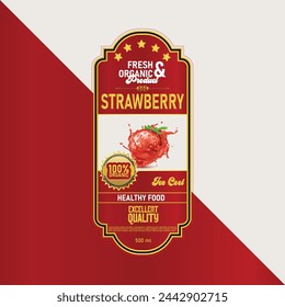 Immerse yourself in a world of luscious red berries with our "Strawberry Fields" label design, crafted to embody the pure essence of refreshing strawberry juice. Against a backdrop reminiscent of sun.