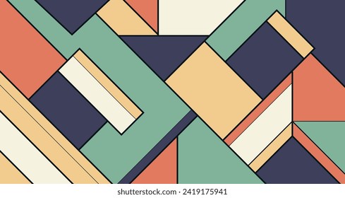 Immerse yourself in a world of retro aesthetics with our exclusive vector background where abstract shapes and retro stylistic elements merge into a unique visual journey