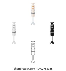 Immersion blender icon in cartoon,black style isolated on white background. Kitchen symbol stock vector illustration.