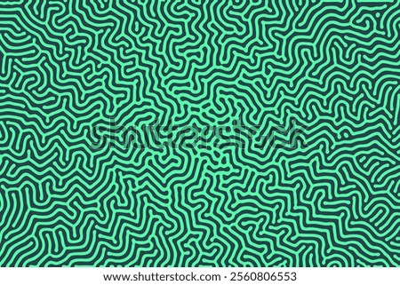 Immersive Psychedelic Ornament Vector Eccentric Turquoise Abstract Background. Bright Green Pattern Mushroom Trip Conceptual Visualisation Vibrant Graphical Abstraction. Contemporary Art Illustration