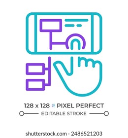 Immersive storytelling two color line icon. Augmented reality. VR technology. Metaverse. Smartphone app bicolor outline symbol. Duotone linear pictogram. Isolated illustration. Editable stroke