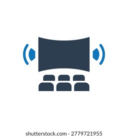 Immersive Surround Sound Cinema Icon Isolated On White Background