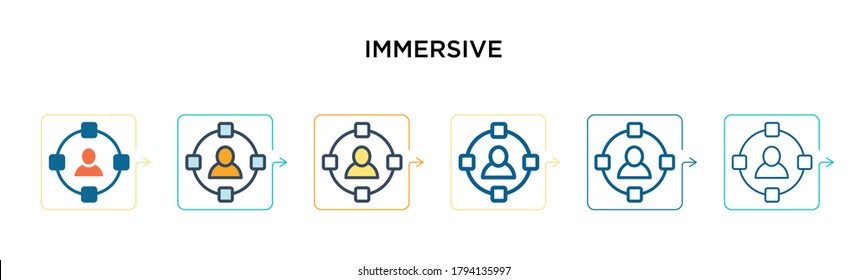 Immersive vector icon in 6 different modern styles. Black, two colored immersive icons designed in filled, outline, line and stroke style. Vector illustration can be used for web, mobile, ui