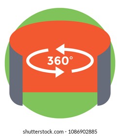
Am immersive video portrayed as virtual reality, flat icon design of 360 degree video
