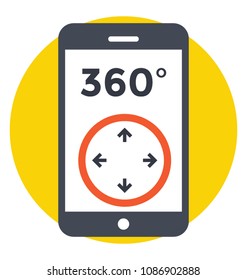 
Am immersive video portrayed as virtual reality, flat icon design of 360 degree video

