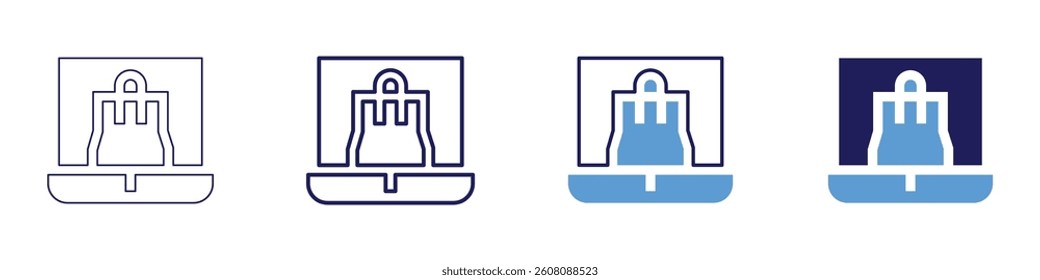 Immersive virtual stores icon in 4 different styles. Thin Line, Line, Bold Line, Duotone. Duotone style. Editable stroke.