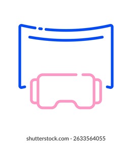 Vetor virtual imersivo para tecnologia VR e mundos digitais. Ícone de headset, design de experiência futura, ilustração de simulação 3D