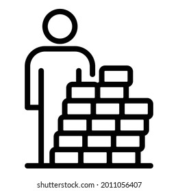 Immigrant behind brick wall icon. Outline immigrant behind brick wall vector icon for web design isolated on white background