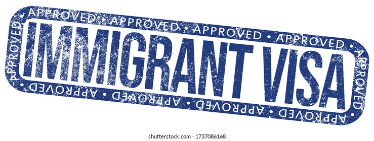 Aprobación de visa de inmigrante. Sello vectorial.