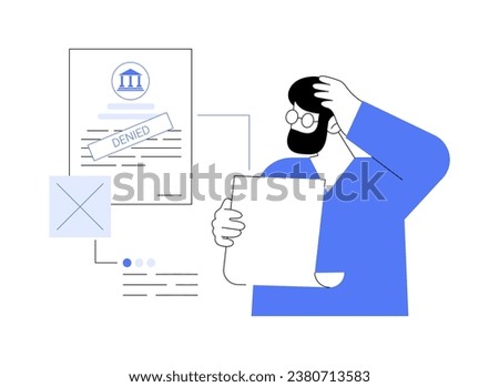 Immigration application denied abstract concept vector illustration. Stressed citizen getting denied immigration application, embassy sector, government services, no permission abstract metaphor.