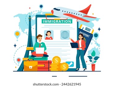 Immigration Consultant Vector Illustration with Counseling Assistance for Provide Advice to People Who Will Make the Move in Flat Background