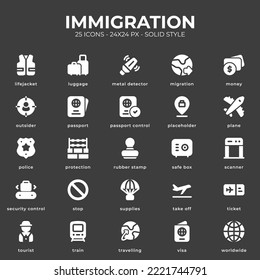 Immigration Icon Pack With Black Color