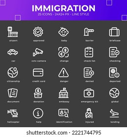 Paquete de iconos de inmigración con color negro