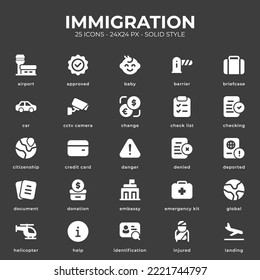 Immigration Icon Pack With Black Color