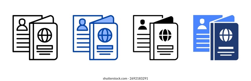 Immigration icon set multiple style collection