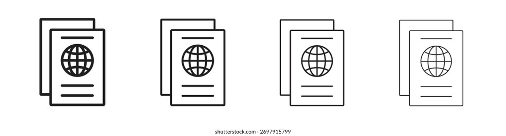 Symbol für Einwanderung. Dünnes, helles Design im regulären und kühlen Stil, einzeln auf weißem Hintergrund