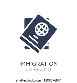 Immigration Icon. Trendy Flat Vector Immigration Icon On White Background From Law And Justice Collection, Vector Illustration Can Be Use For Web And Mobile, Eps10