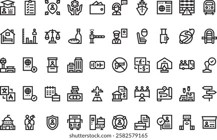 Immigration icons High-Quality Vector Icons Collection with Editable Stroke. Ideal for Professional and Creative Projects