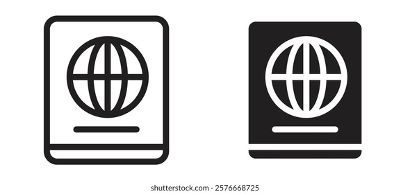 Immigration icons in outline and stroke versions