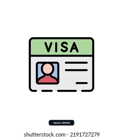 Immigration icons.  Related to business, human resources, Medical. web icon set. Color icons collection. vector illustration.