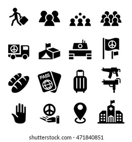 Immigration , Immigrant , Refugee Icon Set