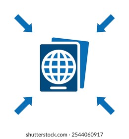 Ícone de impacto da imigração - ilustração de vetor de linha