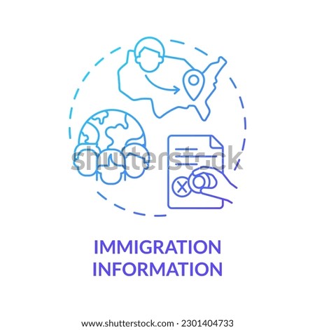Immigration information blue gradient concept icon. Movement and relocation data. Family research record abstract idea thin line illustration. Isolated outline drawing. Myriad Pro-Bold font used