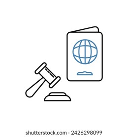 Immigration law concept line icon. Simple element illustration. Immigration law concept outline symbol design.