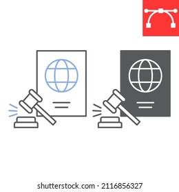 Immigration Law Line And Glyph Icon, Passport And Illegal, Immigrant Law Vector Icon, Vector Graphics, Editable Stroke Outline Sign, Eps 10.