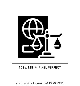 Immigration law pixel perfect RGB color icon. International people moving regulation. Governmental control. Silhouette symbol on white space. Solid pictogram. Vector isolated illustration