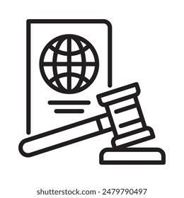 Immigration law. Simple line icon. Isolate on white background. Vector.